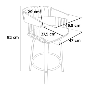 Colonia - Set 2 Sgabelli Imbottiti 49,5x92x37,5 cm Seduta Girevole in Legno Plywood e Tessuto Beige