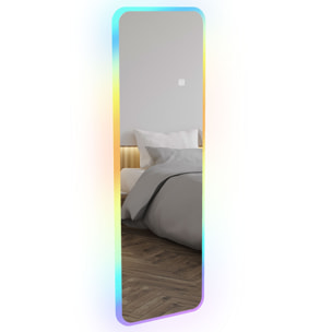 Espejo de Cuerpo Entero con Luces LED 120x40 cm Espejo Rectangular de Pared Ajustable con Iluminación de 7 Colores RGB y Función de Memoria para Dormitorio Vestidor