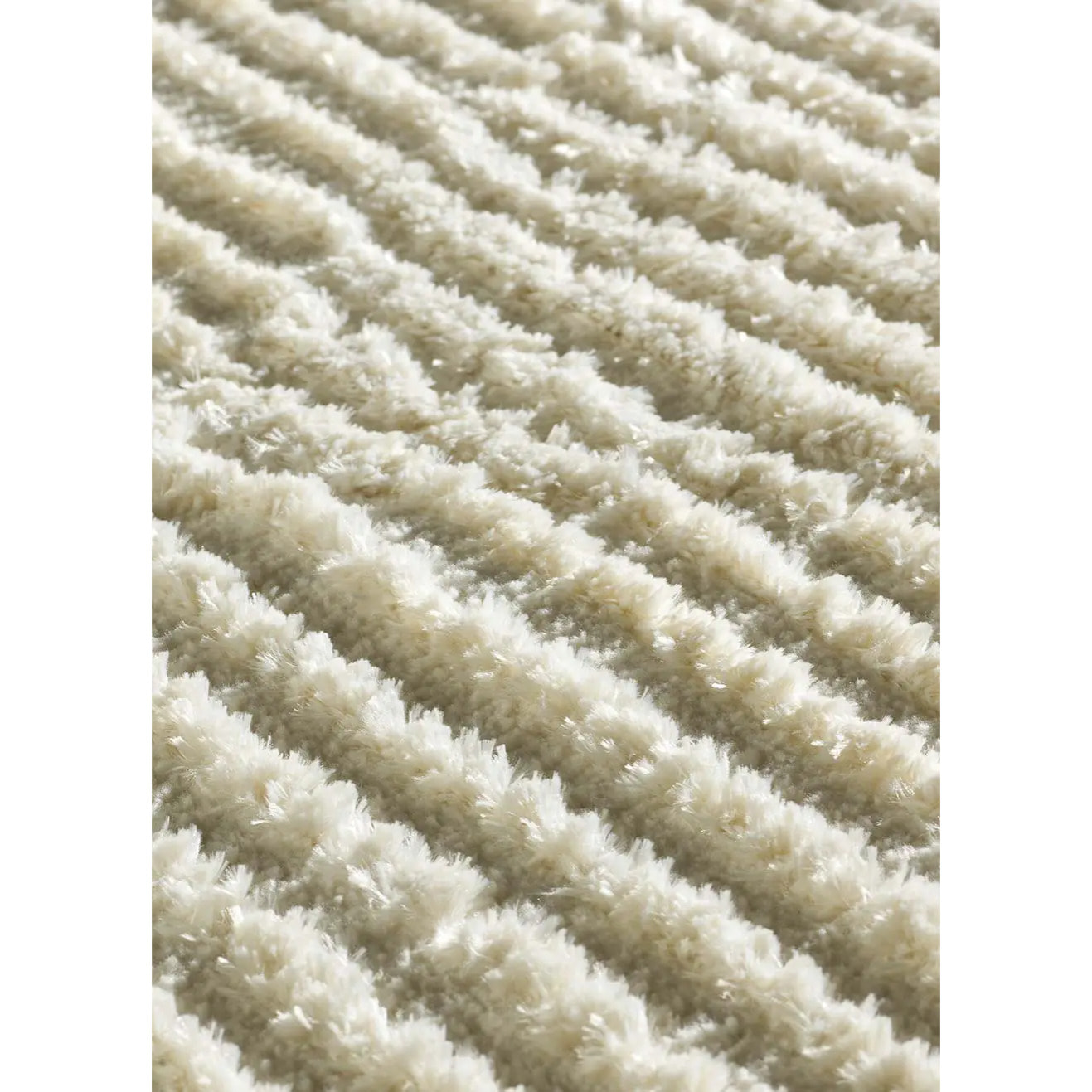 LIMA Alfombra shaggy estilo escandinavo con relieve crema, varias medidas disponibles