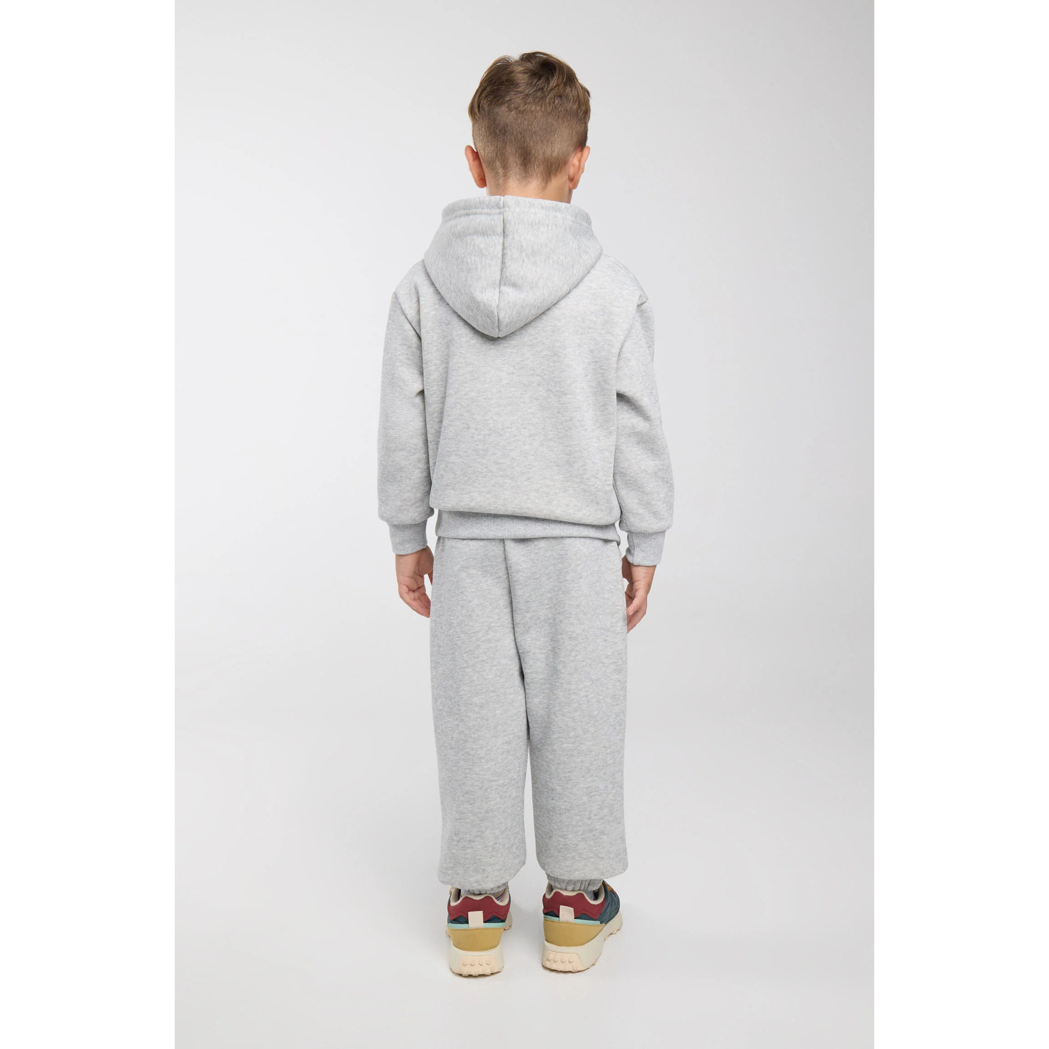 Chándal deportivo de niño afelpado sudadera y jogger ancho gris