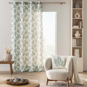 Coussin polylin imprimé feuillage - Vert