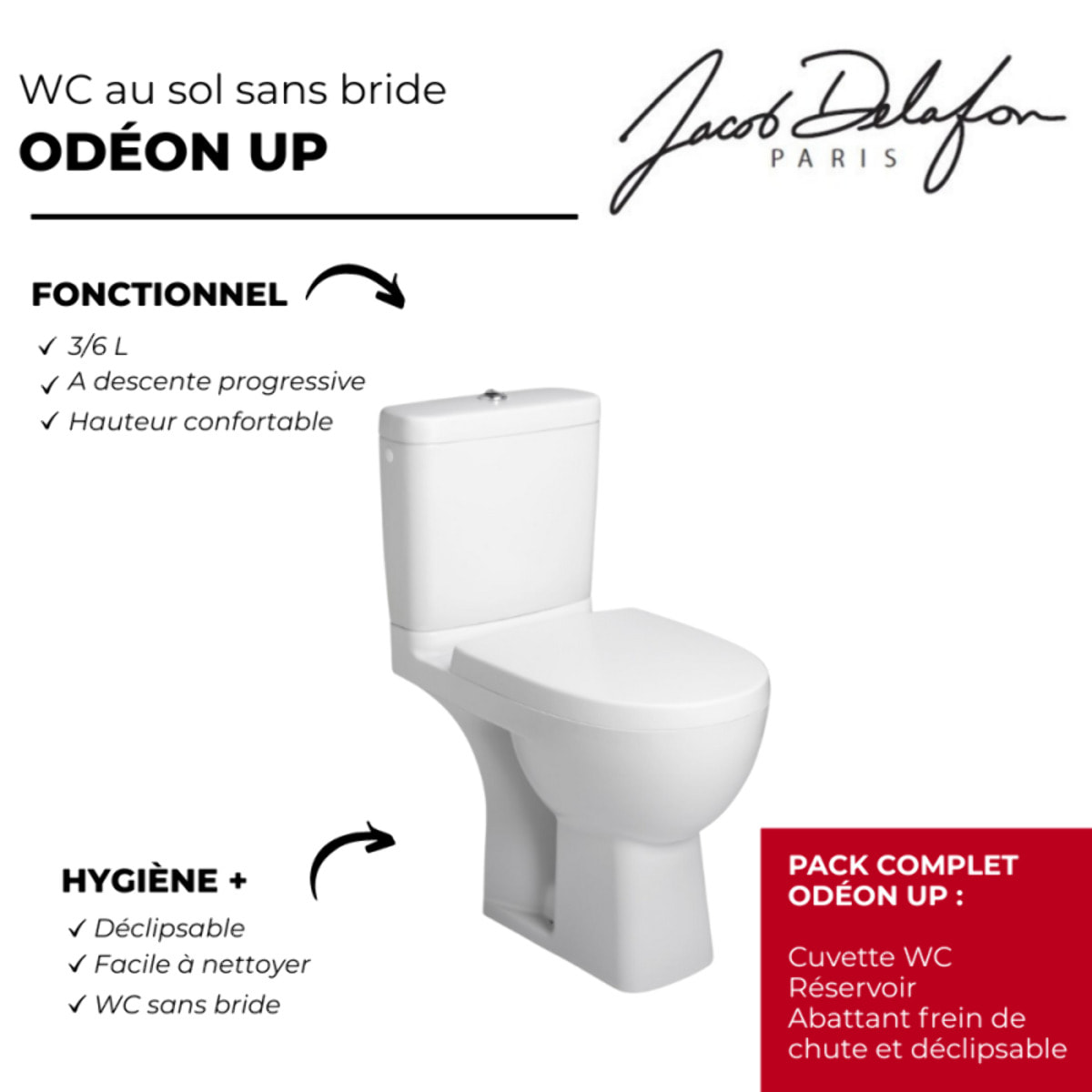 WC au sol sans bride Odéon Up + abattant