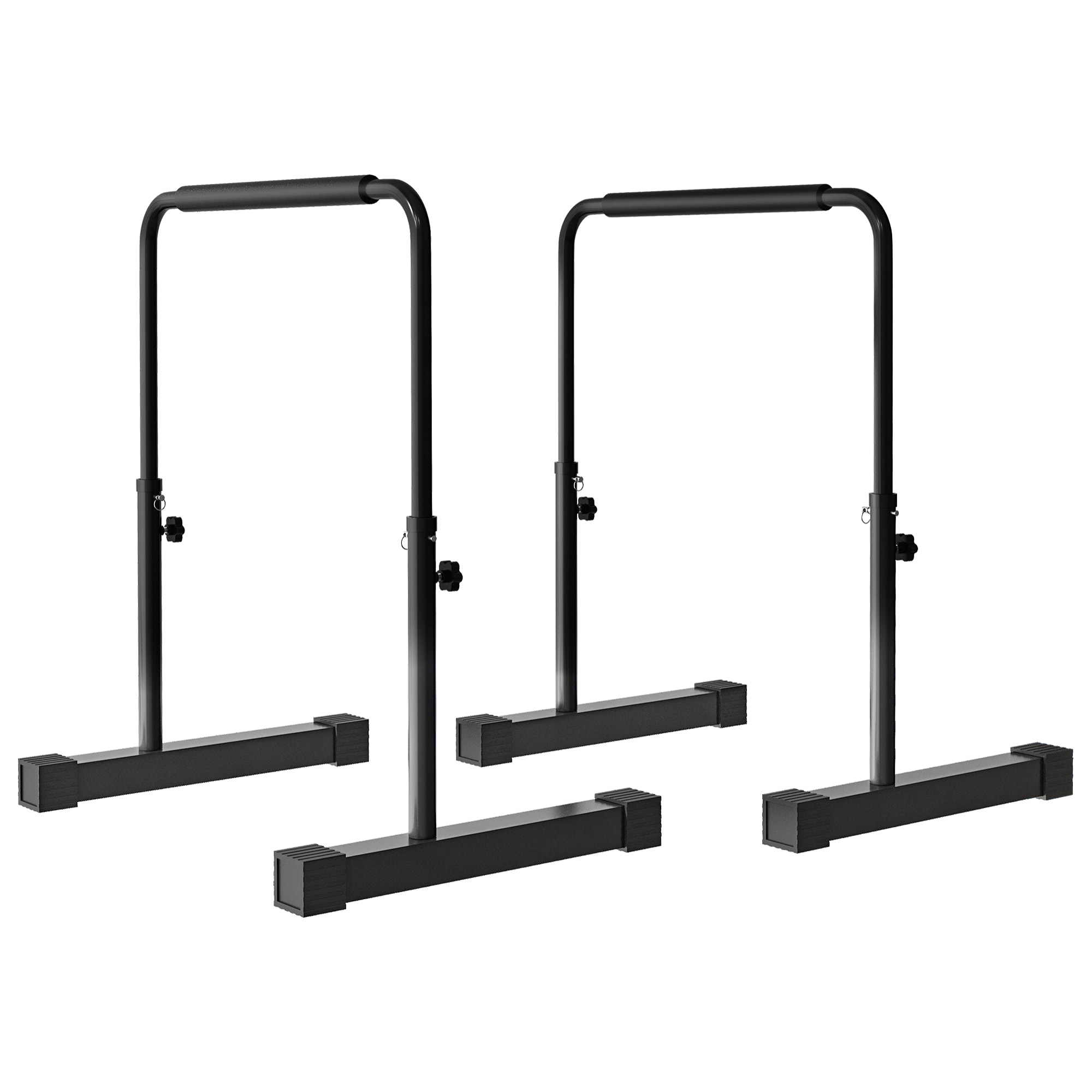 Station à dips - barres parallèles à dips - hauteur réglable H.80-100 cm - poignées antidérapantes - acier noir