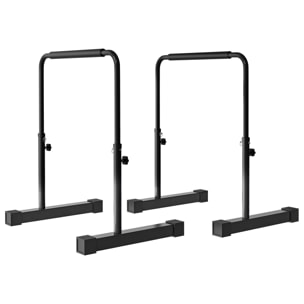 Station à dips - barres parallèles à dips - hauteur réglable H.80-100 cm - poignées antidérapantes - acier noir