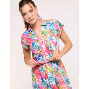 Vestido Corto Rosa con Lazo - Suly