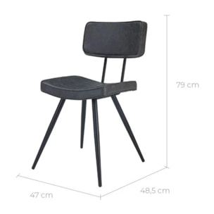 Lot de 2 chaises en cuir synthétique gris / noir - Texas