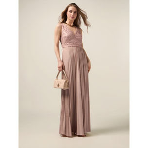 Oltre - Vestido largo con corpiño bordado - Rosa