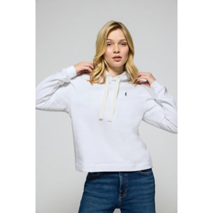 Felpa con cappuccio bianca con logo ricamato Rigby Go