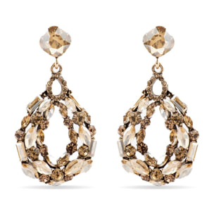 Pendientes con Cristal Multicolor acabado oro 18k