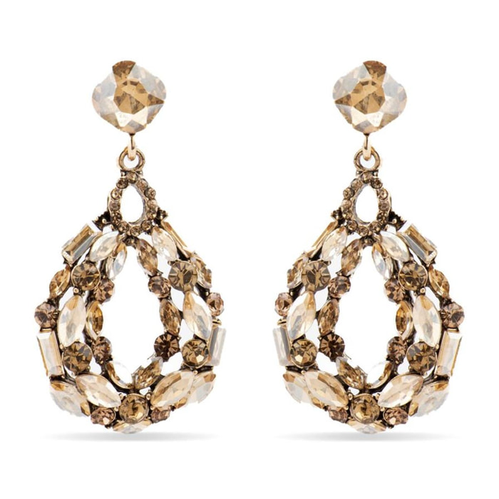 Pendientes con Cristal Multicolor acabado oro 18k