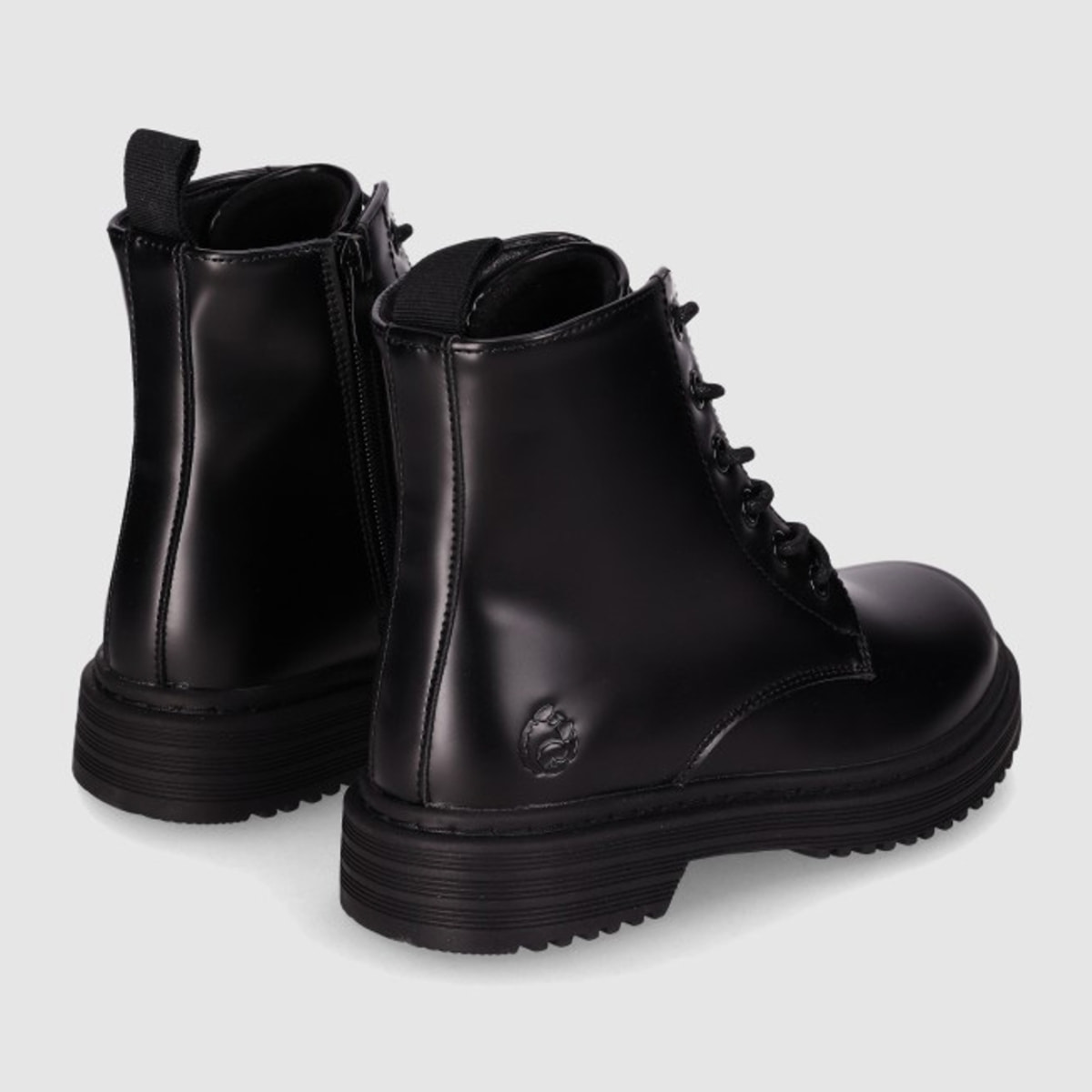 Botines de Piel Sintética - Negro - Tacón: Bajo