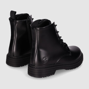 Botines de Piel Sintética - Negro - Tacón: Bajo