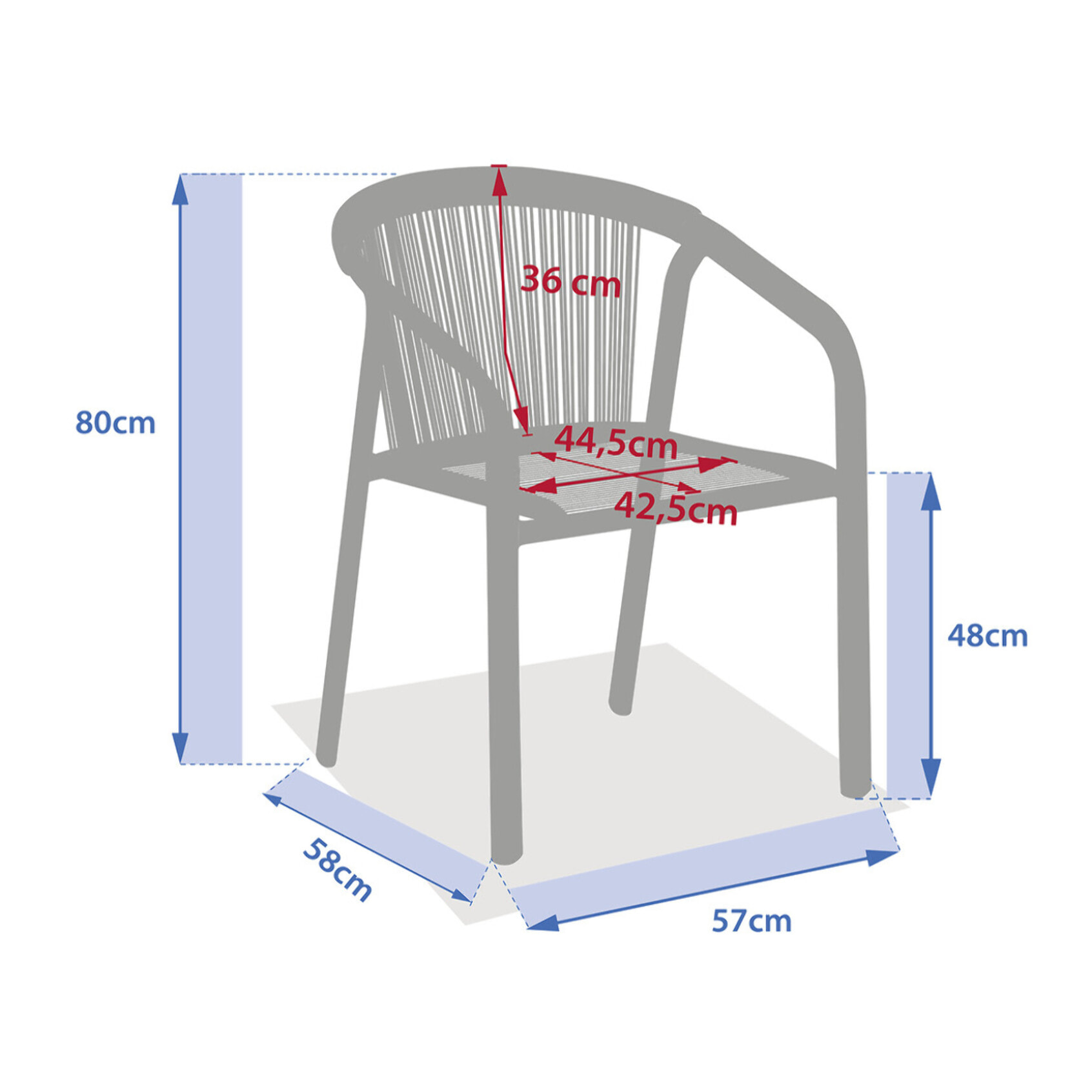 Fauteuil de jardin empilable "Riu" Cappucino & café aluminium