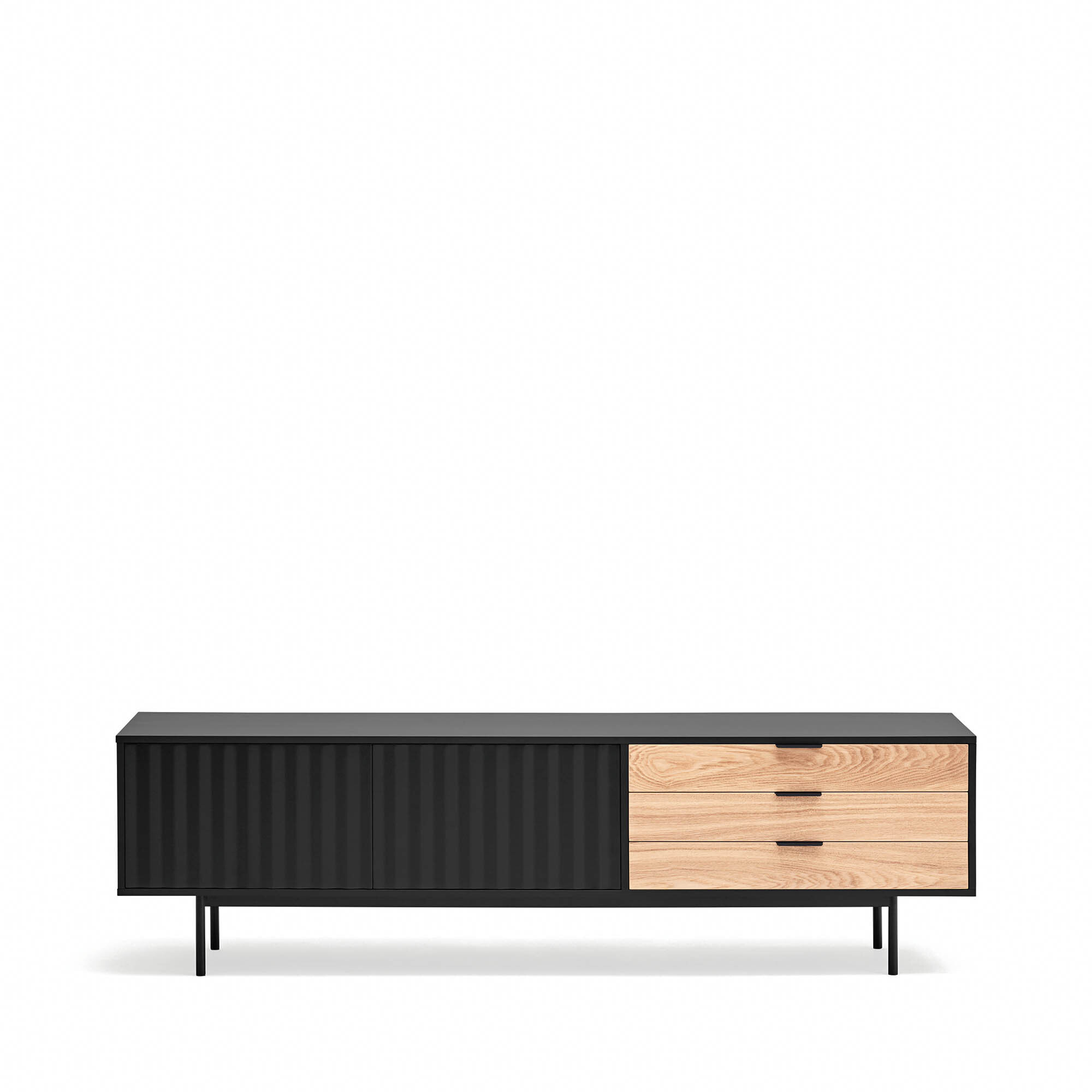 Mueble de televisión Sierra 2 puertas y 3 cajones negro y roble