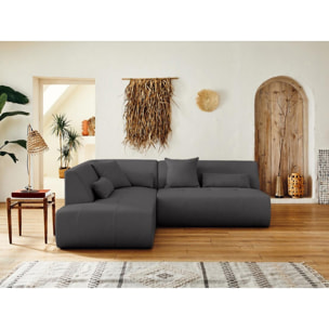 Onyx - canapé modulable d'angle gauche 5 places - en tissu - Gris foncé