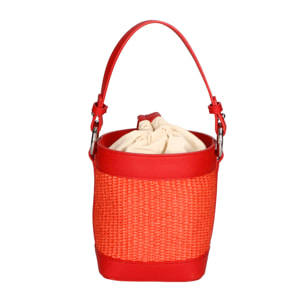 Borsa a secchiello da donna - Modello False - Misto pelle e tessuto - 16.0 x 13.0 x 10.0 cm