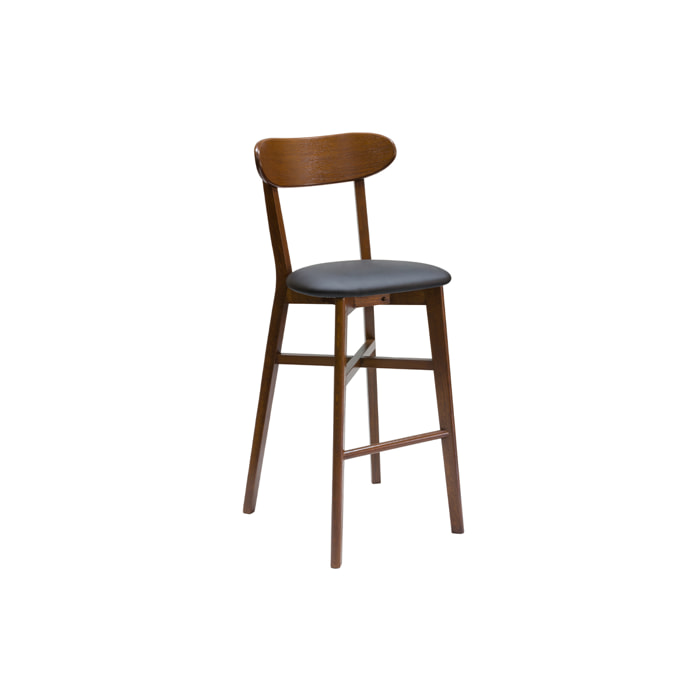 Tabouret de bar vintage noyer et noir H75 cm DOVE