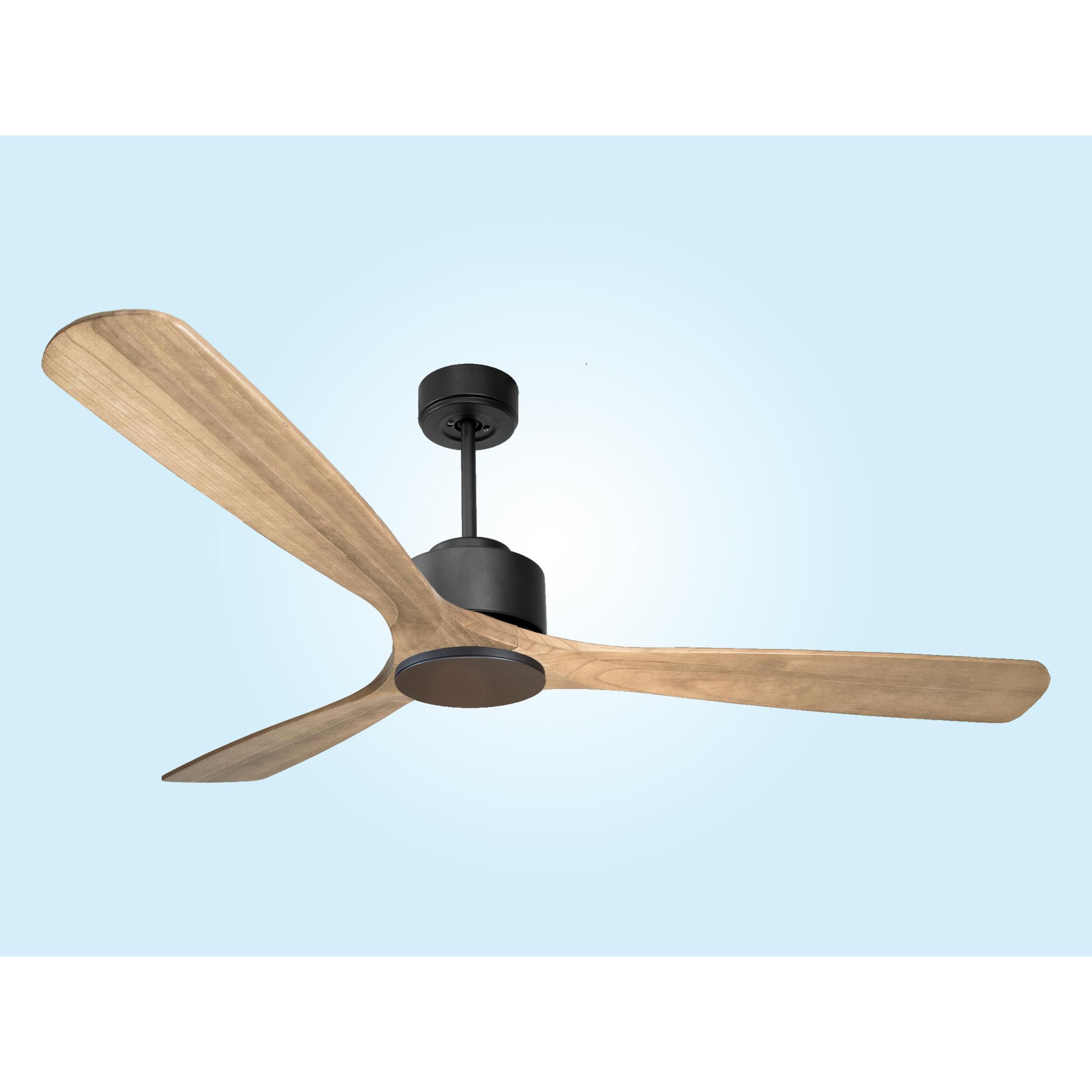 Ventilateur de plafond Réversible  Thermostat Wifi Moteur à courant continu Toits en pente Télécommande Hypersilence Mémoire Shopify Vendible (AUTOMATIQUE) 40   W Noir