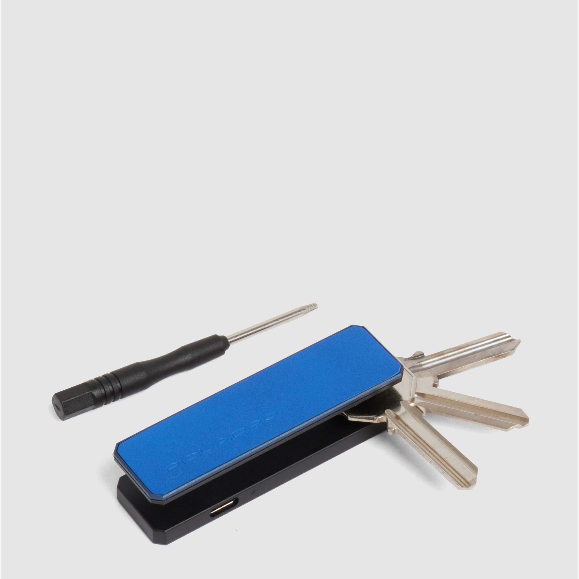 Piquadro Portachiavi personalizzabile in pelle con tracker