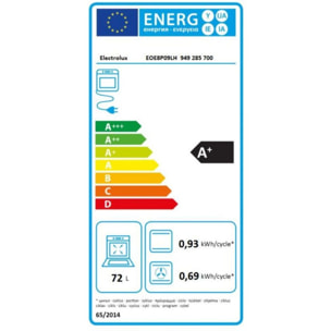 Four encastrable ELECTROLUX EOE8P09LH Pyrolyse Ouverture latérale Gauche, Écran tactile 72L