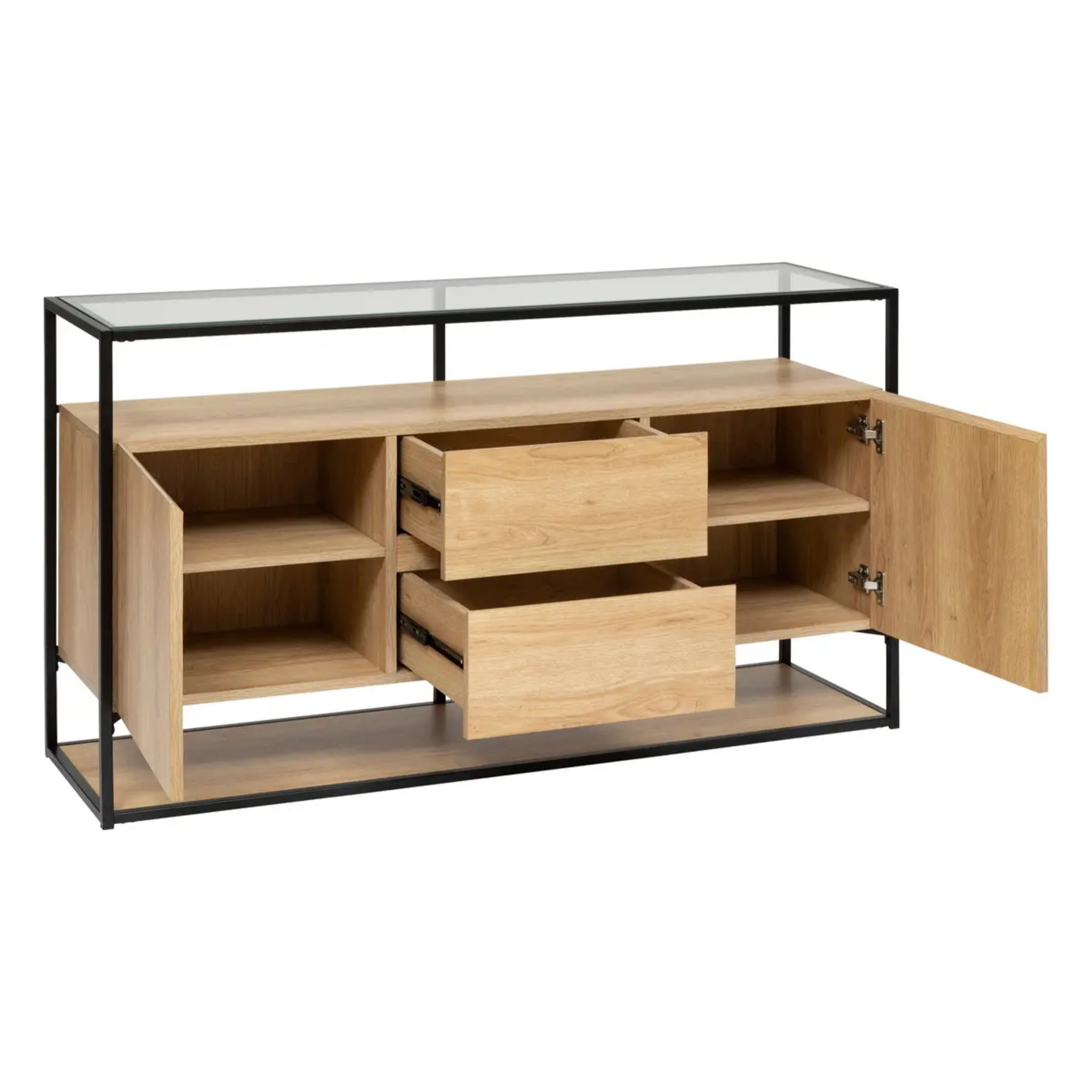 Buffet 2 portes "Aldea" métal et bois beige 140x80cm