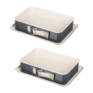 Ensemble de 2 Moules à charnière rectangulaire 28 x 18 cm crème noir Zenker Smart Pastry