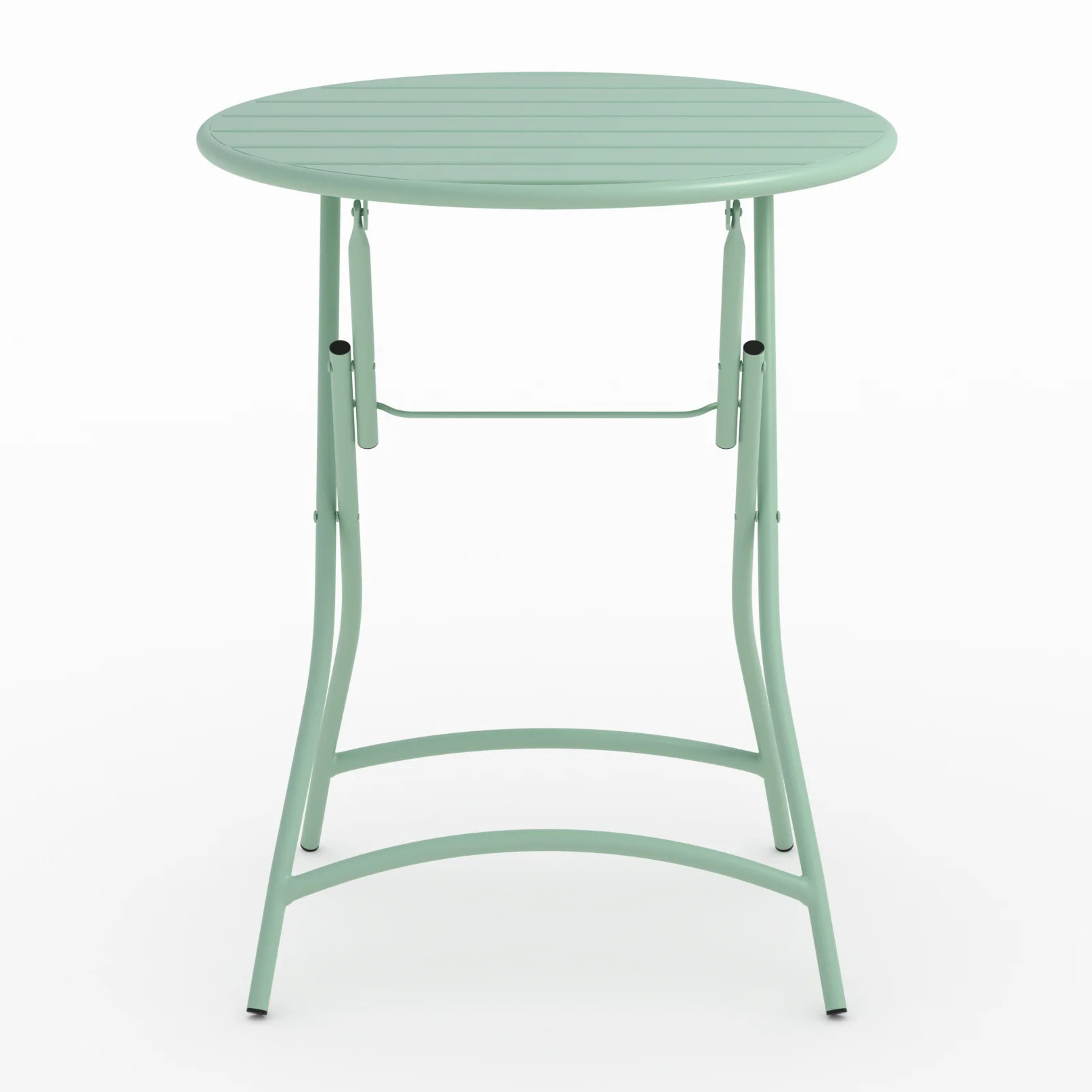 Table de jardin ronde et pliante en métal vert clair 2 personnes - Yumi