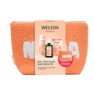 WELEDA - Trousse Maternité (Huile de Massage Vergetures - 100 ml + Gel Jambes Légères - 200 ml + Tisane allaitement bio)