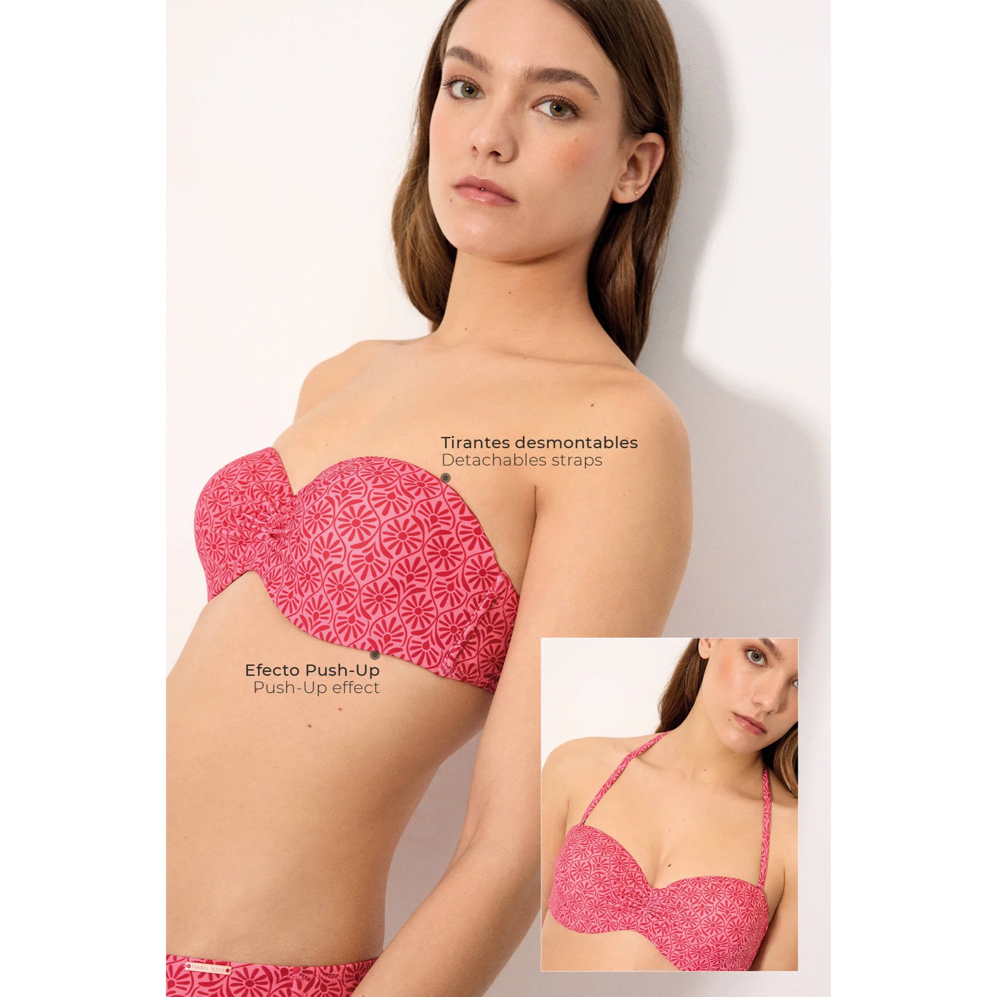Top bikini bandeau push‑up