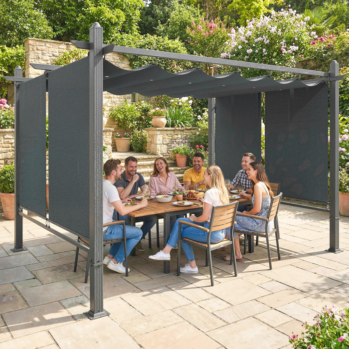 Pergola design 3x4m toile intégrale ajustable UV50+ alu acier anthracite