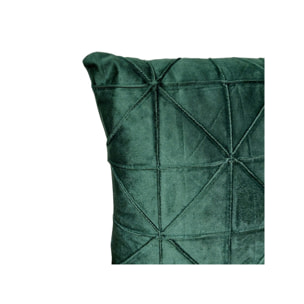 Coussin carré 45 x 45 cm velours vert motif géométrique déhoussable - VERTI