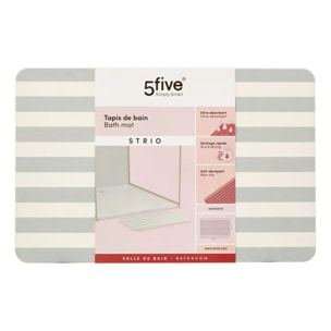 Tapis de bain Strio 39x60cm rayures vert céladon en diatomite