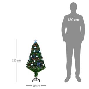 HOMCOM Albero di natale artificiale in fibra ottica con 16 luci LED a forma di stella Altezza 120 cm foltissimo