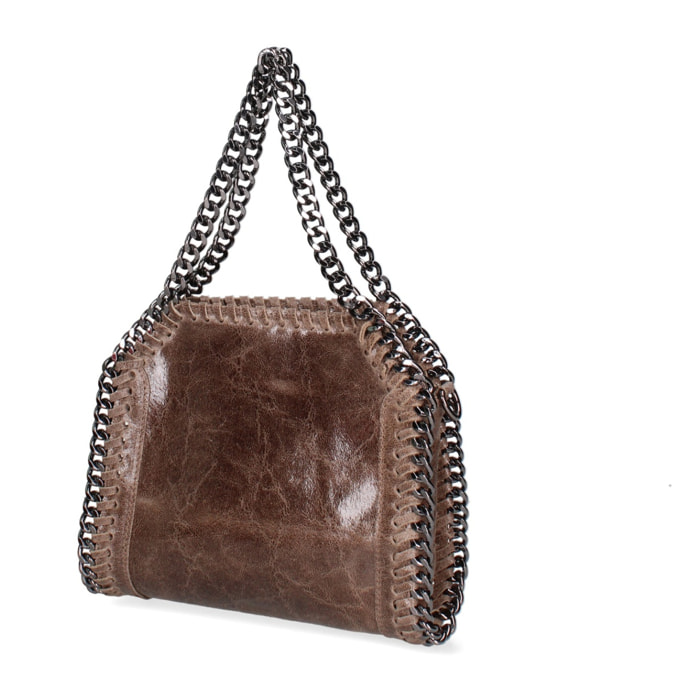 Borsa a mano da donna Made in Italy - Modello Zefira Chic - Pelle scamosciata stampata - 23.0 x 20.0 x 7.0 cm