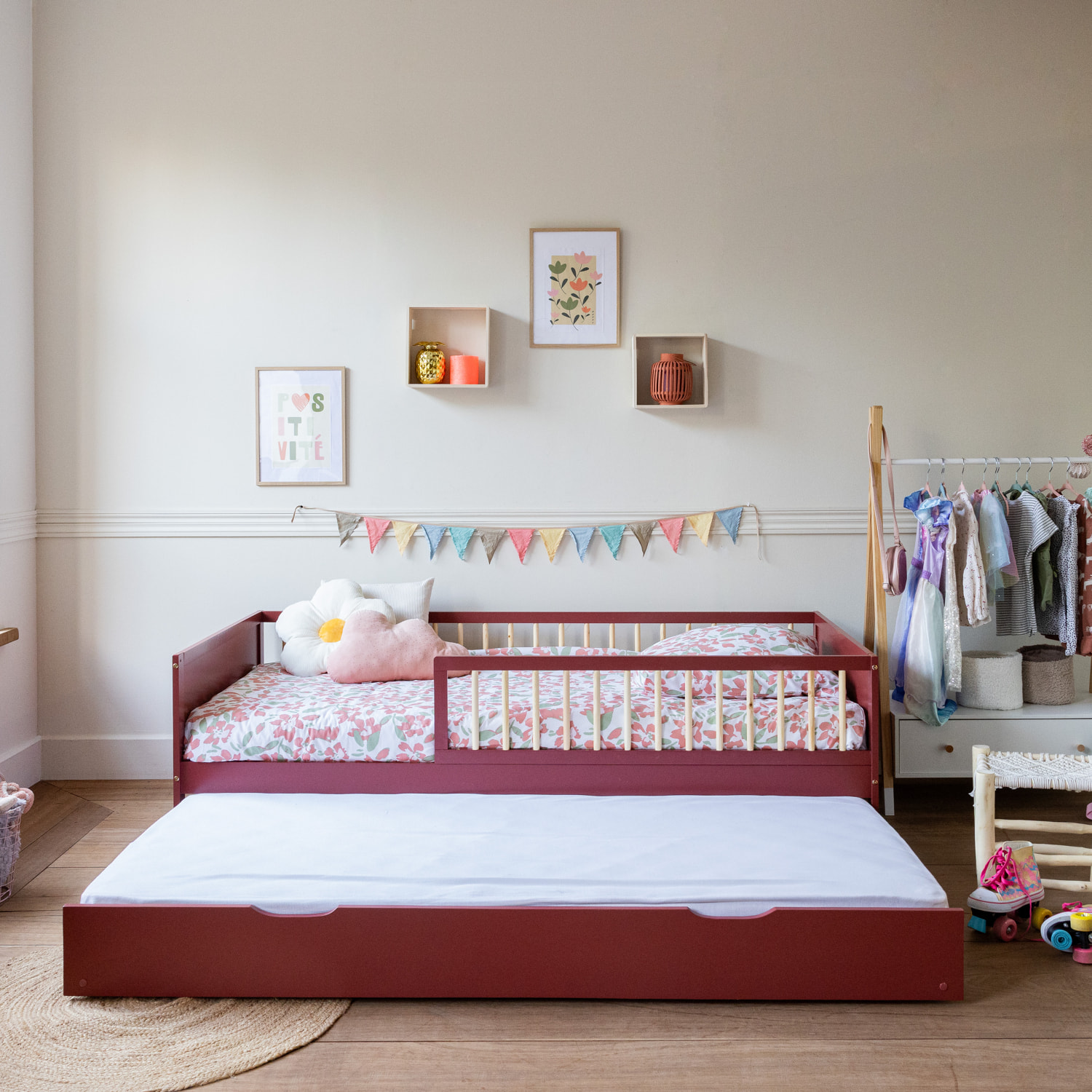 Lit gigogne pour enfant 190x90cm terracotta ADAM