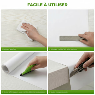 Rouleau adhésif décoratif Vinyle au Mètre - Blanc - Sticker Lavable Imperméable Mur Cuisine Meubles