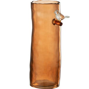 J-Line Vase Long Oiseau Verre Orange Small