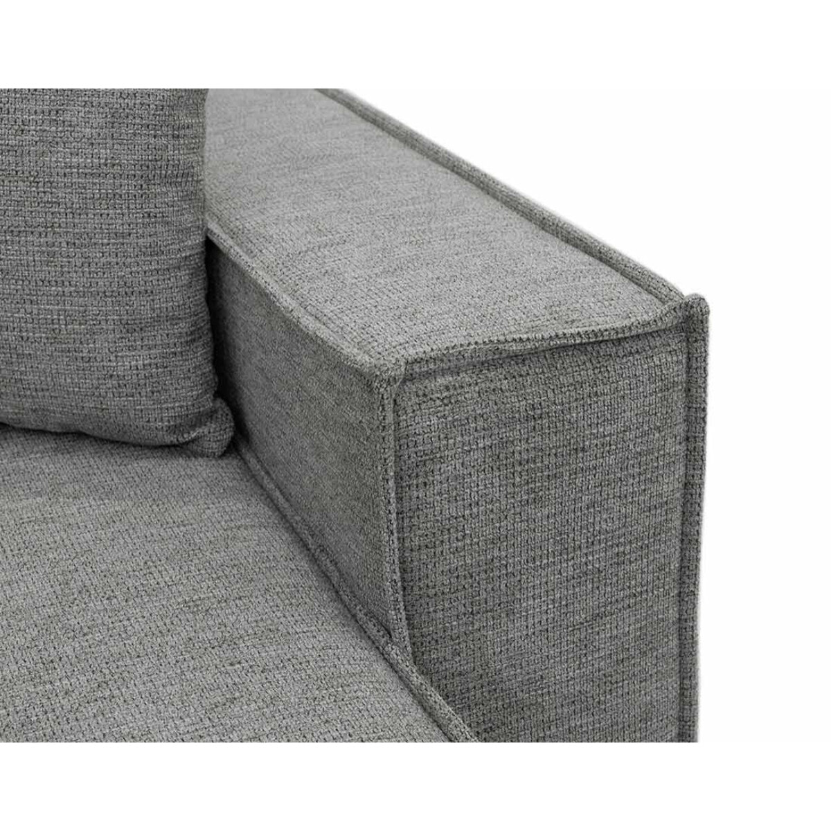 Cezanne - Canapé panoramique en U 7 places convertible avec coffre en tissu texturé - Gris