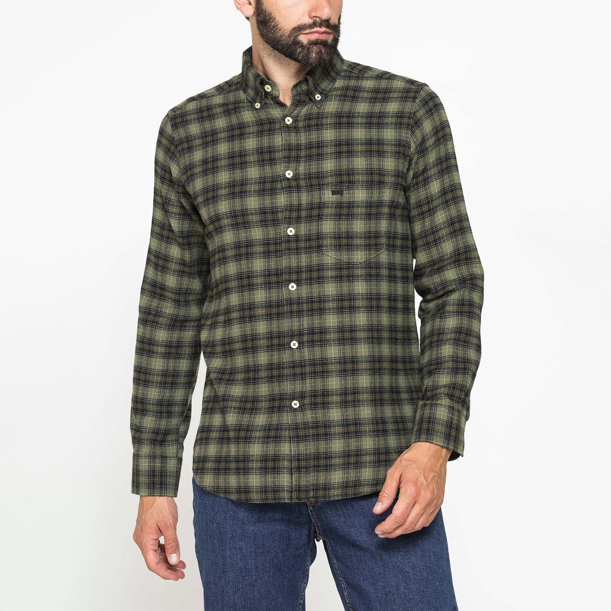 CAMICIA FANTASIA TINTO FILO IN FLANELLA LEGGERA