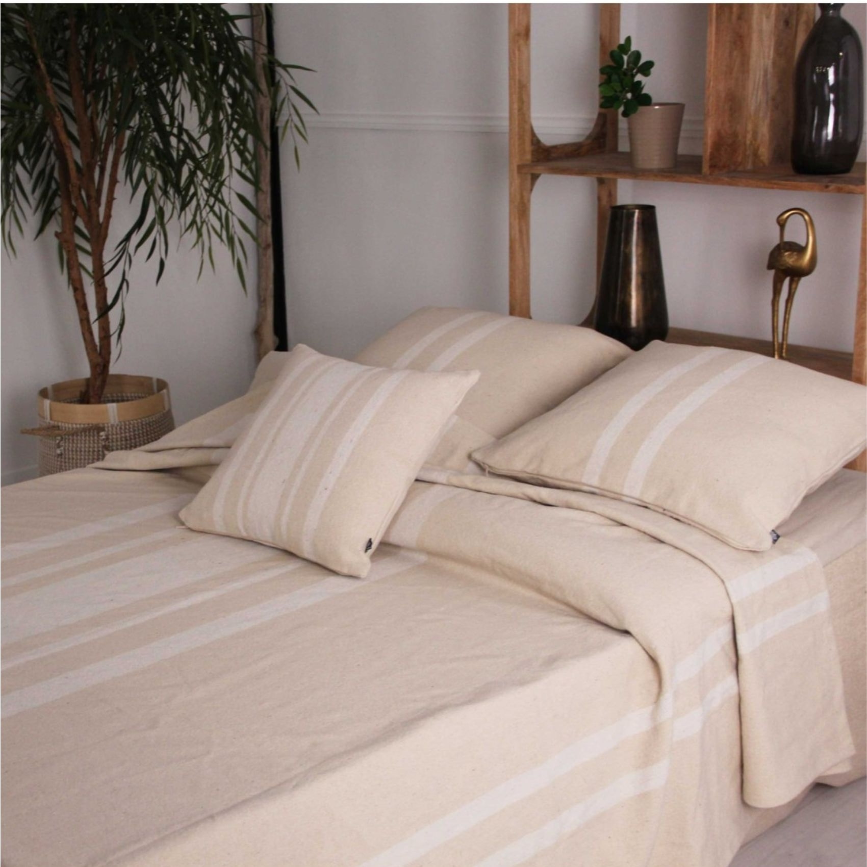 Coussin coton épais style Rustique - Ecru