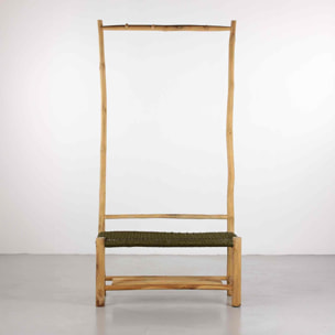 Panca appendiabiti in legno di teak e corda verde - Terra