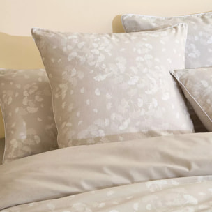 Taie d'oreiller pur coton lavé imprimé beige Souffle de ginkos naturel