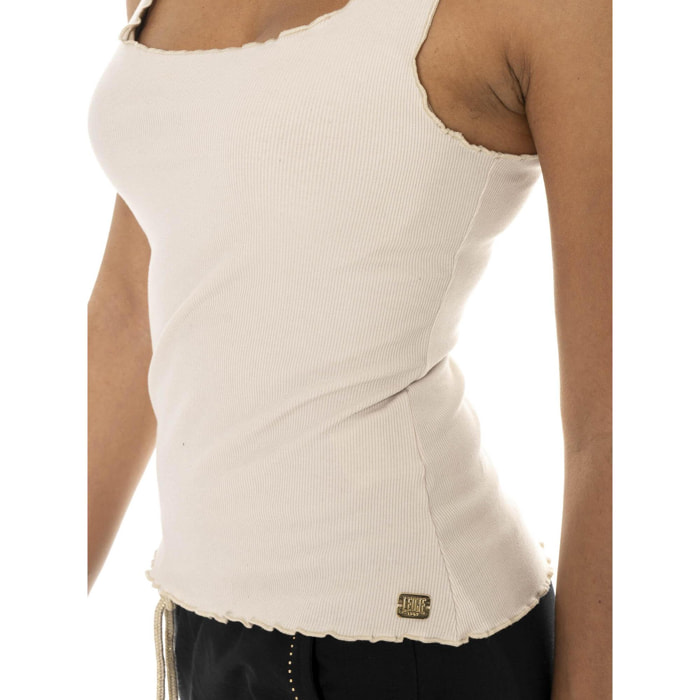 Camiseta de tirantes mujer Leone Chic Gold canalé elástico