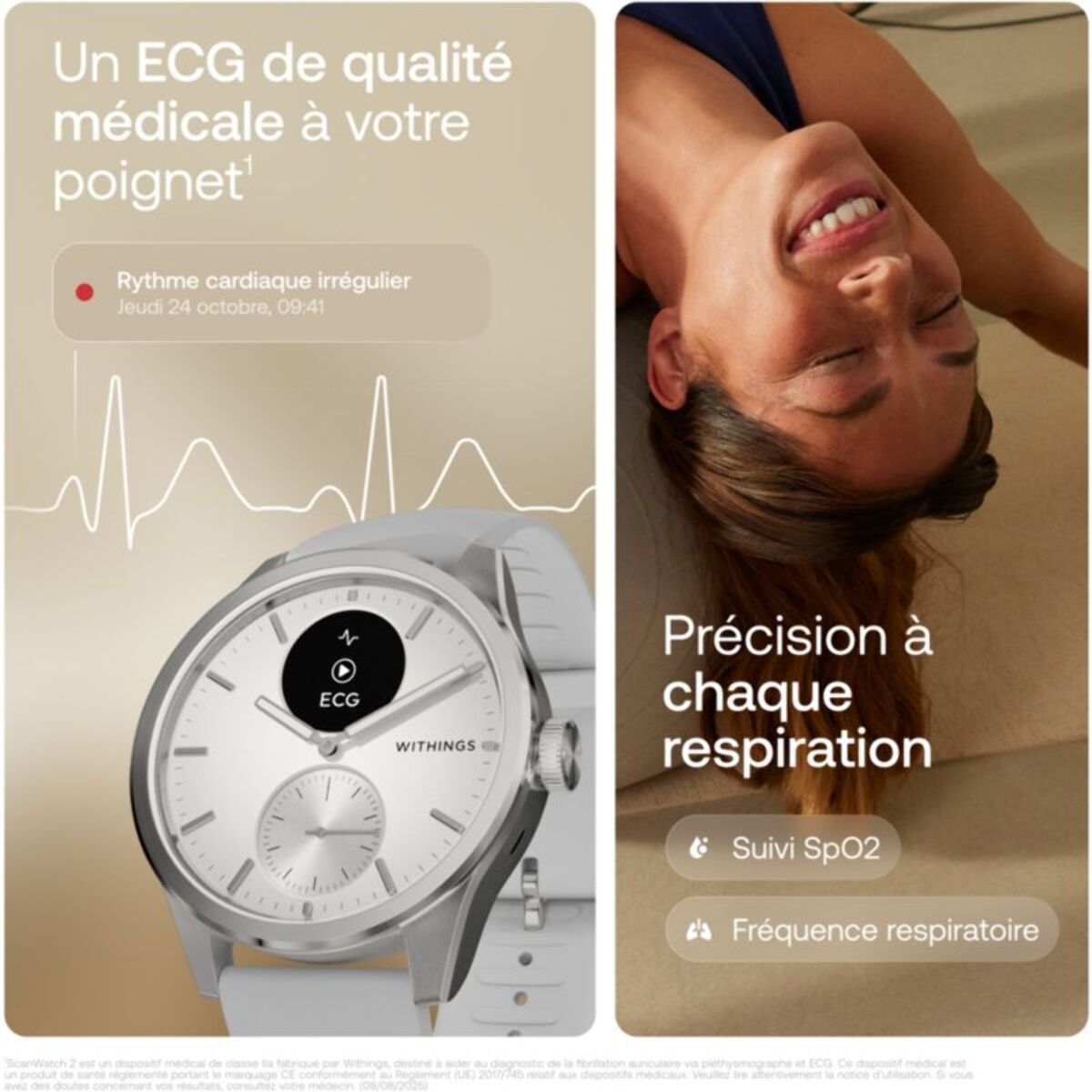 Montre santé WITHINGS Scanwatch 2 42mm Blanche