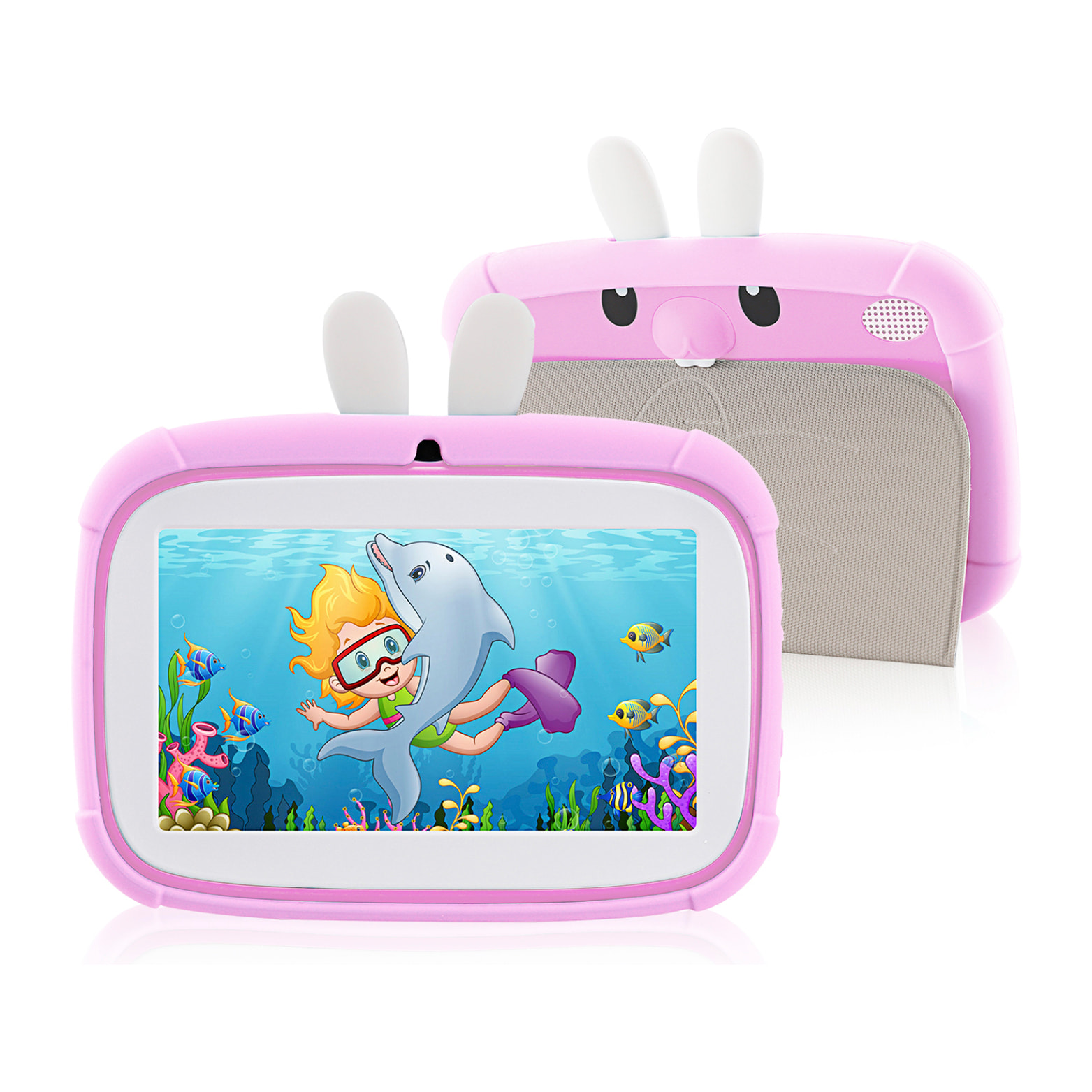 DAM Tablet Infantil A133 WiFi. SO Android 11. Pantalla 7'' 1024x600px. Quad-core ARM Cortex™ A53. 2GB RAM + 32GB. Doble cámara. 20x2x18,5 Cm. Color: Rosa