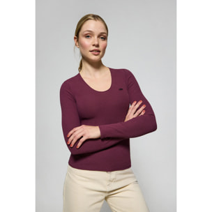 Camiseta color ciruela Penelope con detalle de botón nacarado Polo Club
