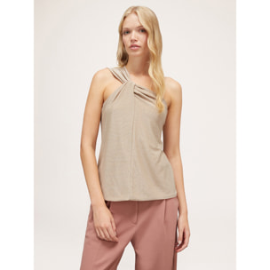 Motivi - Top de un solo hombro en lúrex - Beige