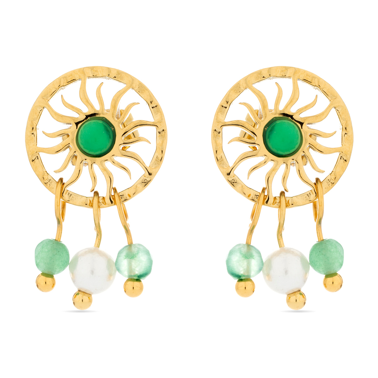 Pendientes de Malaquita acabados en oro amarillo de 18k