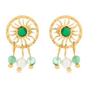 Pendientes de Malaquita acabados en oro amarillo de 18k