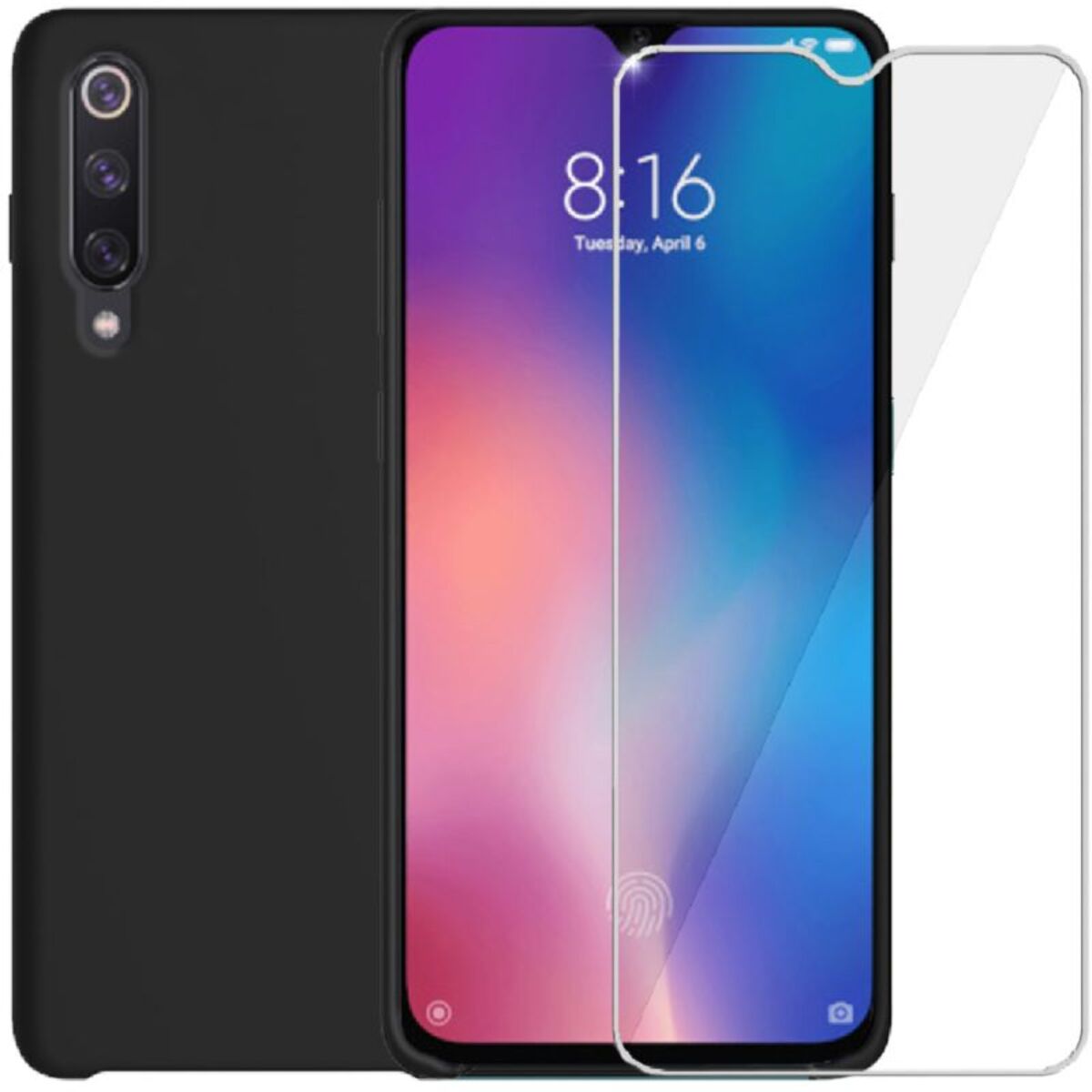 Pack IBROZ Xiaomi Mi 9 Coque Silicone noir